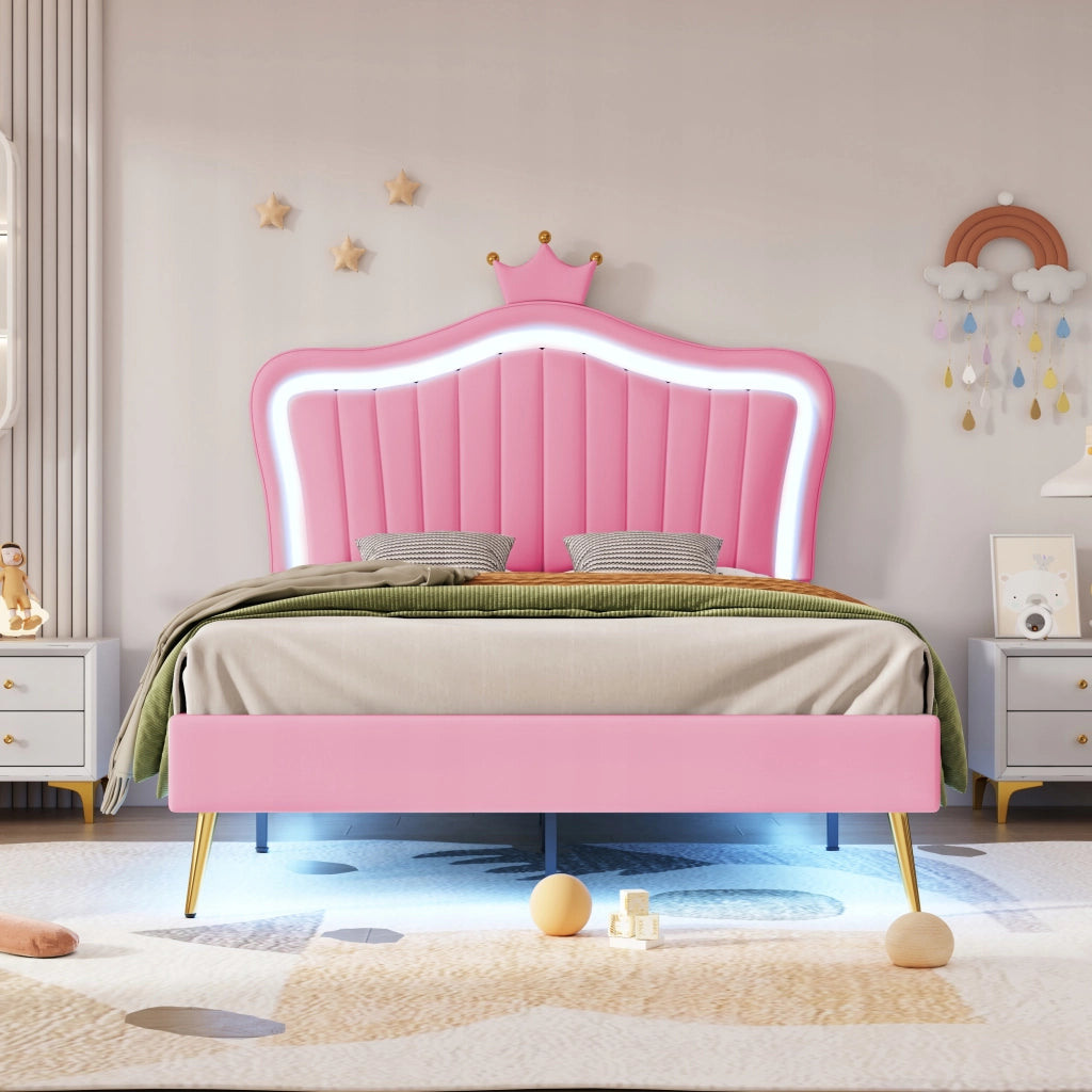 Letto per bambini 90x200 - Xylo - Rosa con LED