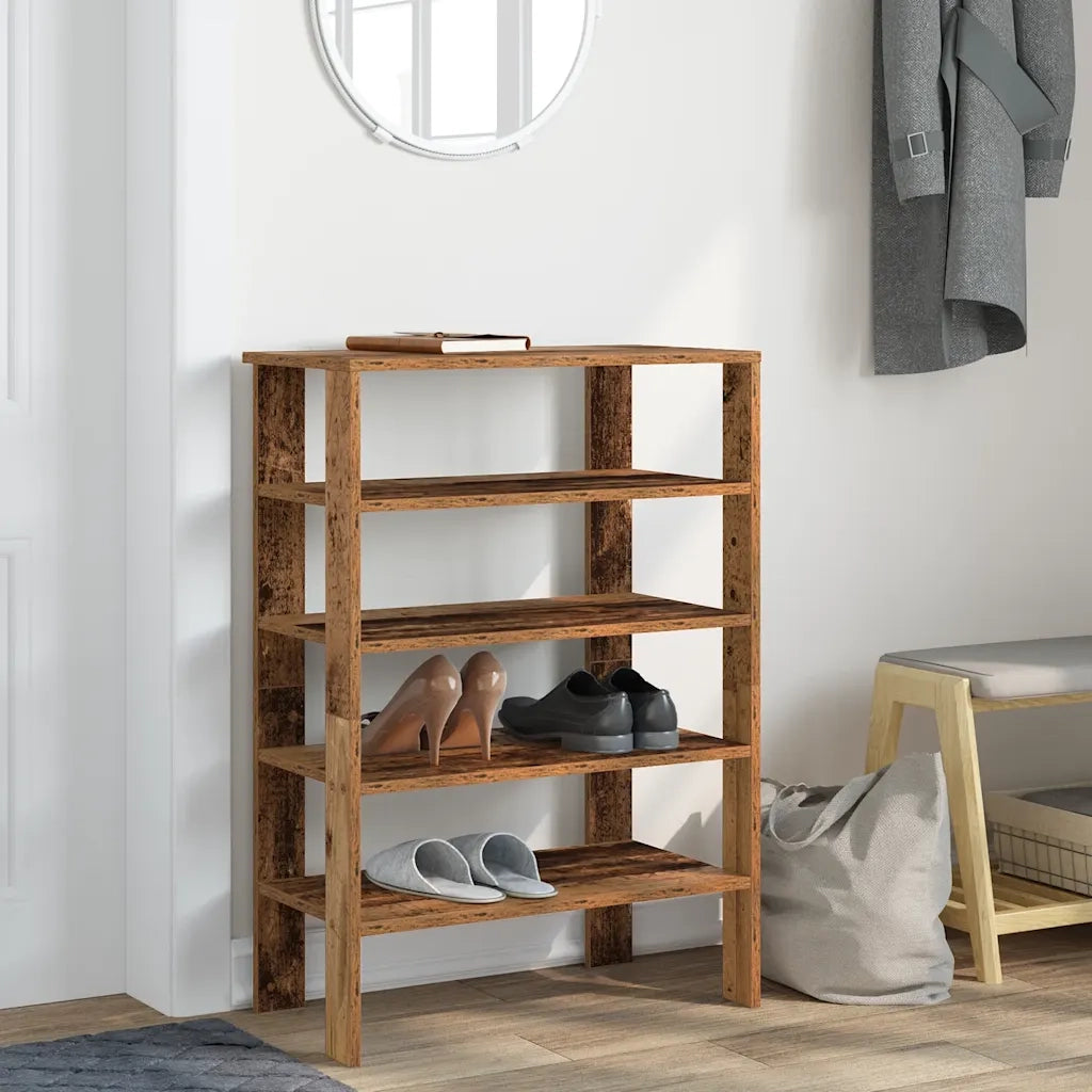 Scarpiera-Scaffale per scarpe Legno Vecchio 61x32x87,5 cm in Truciolato