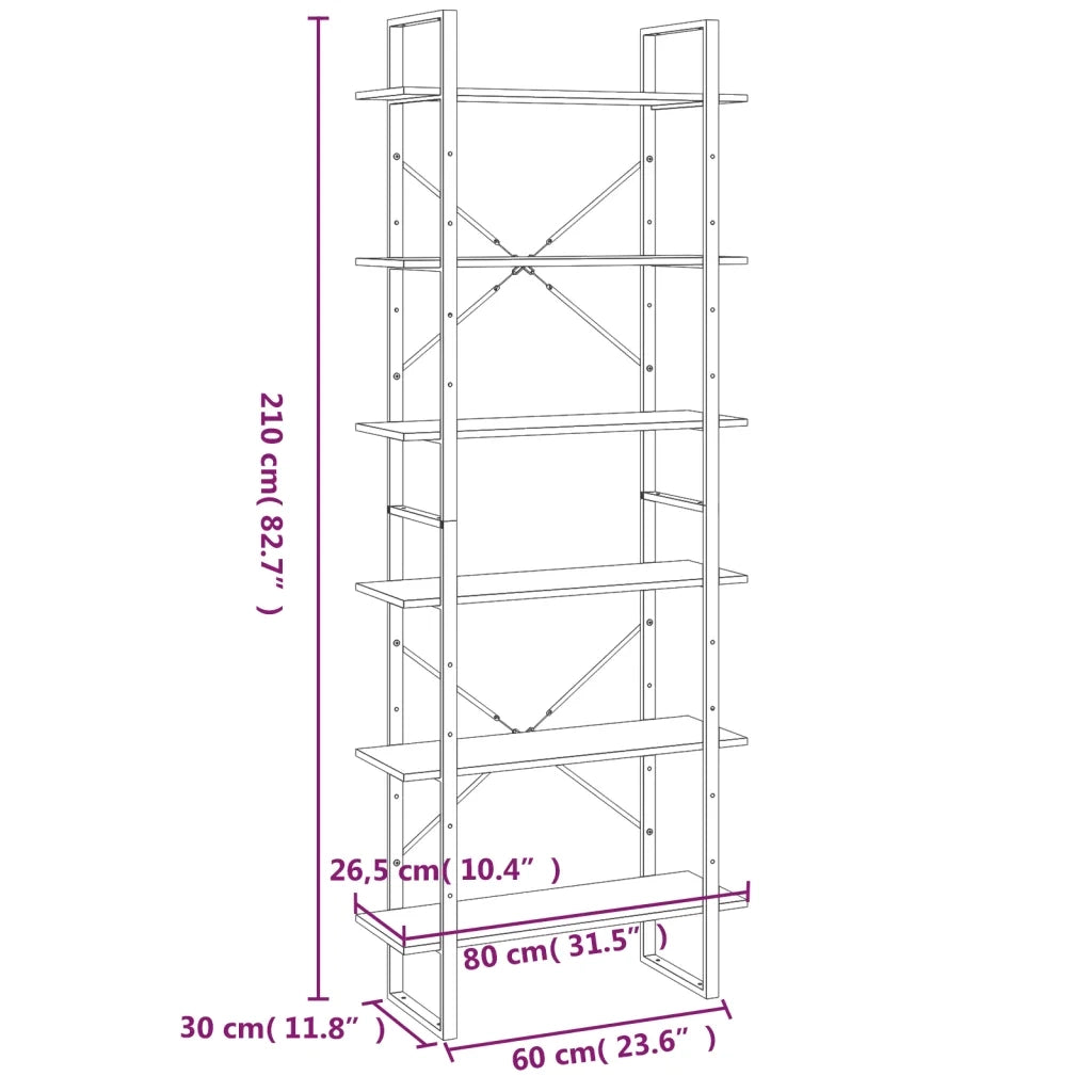 Scaffale Alto Grigio Sonoma 80x30x210 cm in Legno Multistrato 821319
