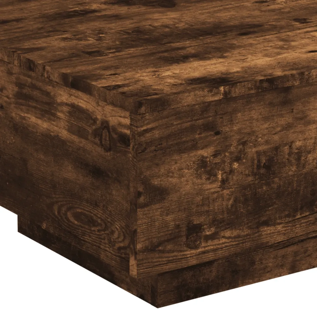 Tavolino da salotto | Tavolino da caff¨¨ | Tavolino da Soggiorno con Luci LED Rovere Fumo 55x55x31 cm