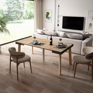 Consolle allungabile, 180x90x73cm, Per 8 persone, Gambe in legno, colore Rovere RF3008