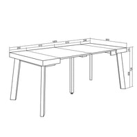 Consolle allungabile, 180x90x73cm, Per 8 persone, Gambe in legno, colore Rovere e nero RF3010