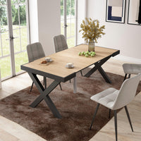 Consolle allungabile, 58 fino 180x90x73cm, Per 8 persone, Gambe in legno, colore Rovere RF2762