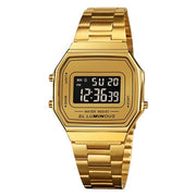 Orologio Digitale Acqua Resistente - Cinturino in Acciaio Inossidabile - Illuminazione di Fondario LED - Funzione Cronografo - Funzione Allarme - Design Minimalista - Orologio da Polso