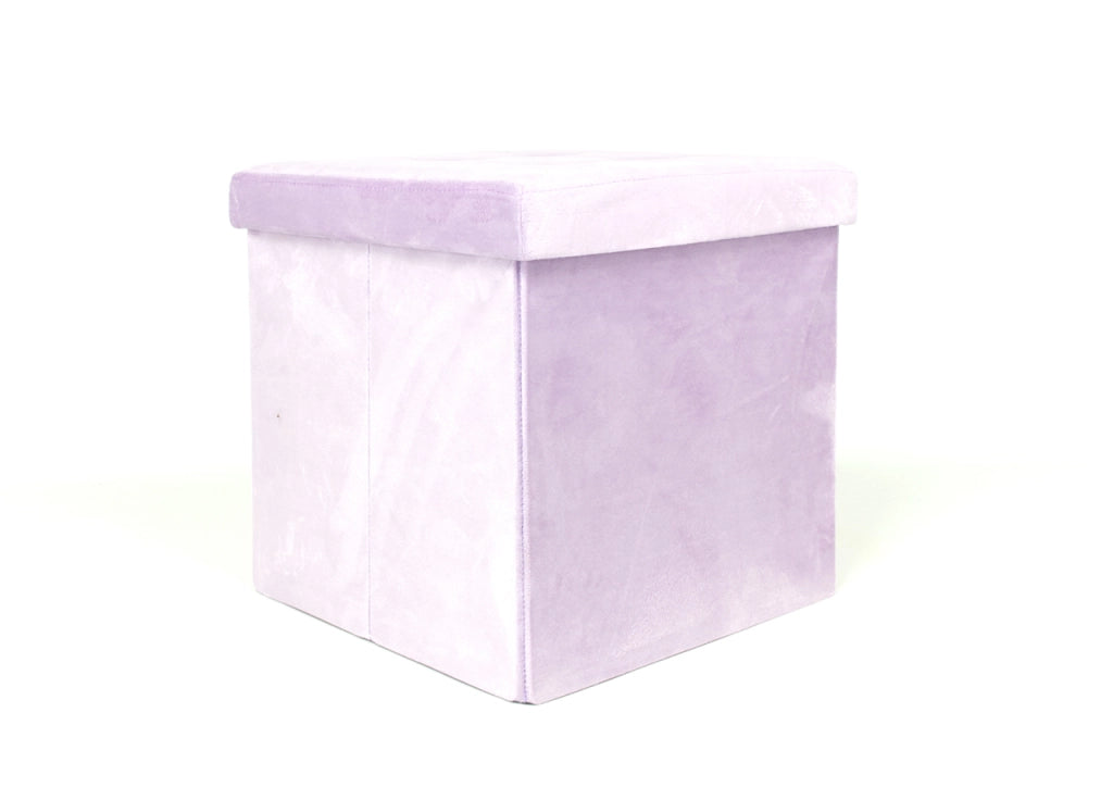 Pouf Contenitore Imbottito Pieghevole Modello Velvet Colore Rosa Antico