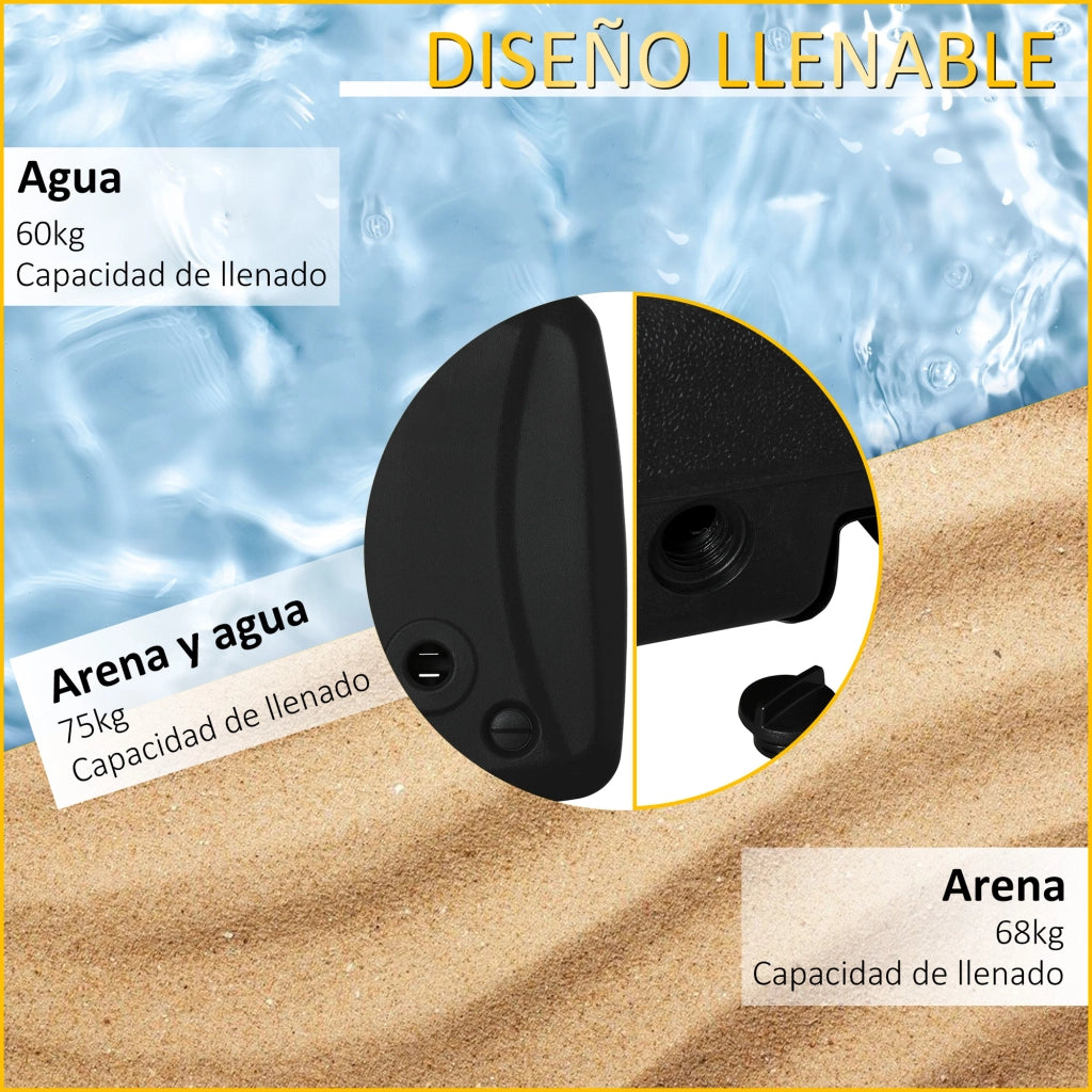 Base per Ombrellone con Ruote Riempibile d'Acqua ¨C Zephmum ¨C 80x60x17 cm Nero
