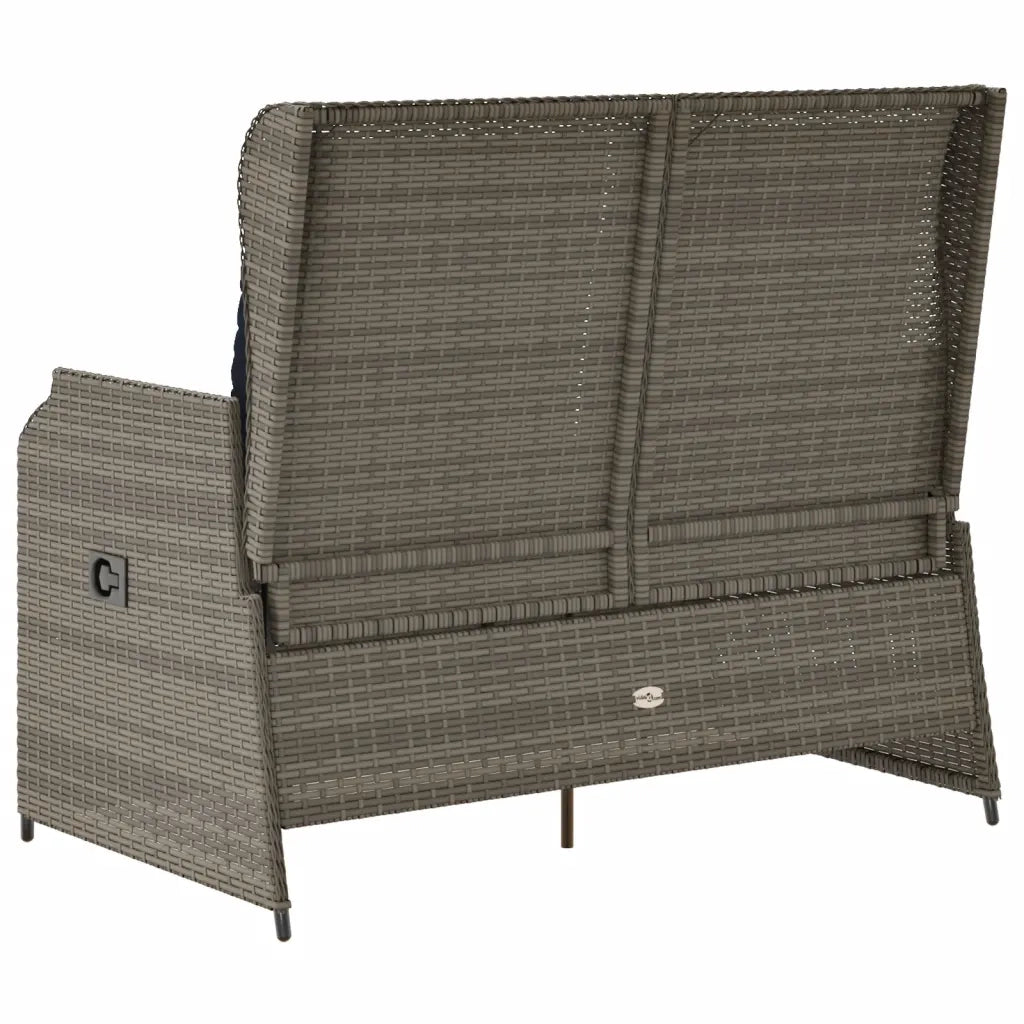Panchina da giardino reclinabile con Cuscini in Polyrattan Grigio 368962