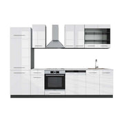 Cucina componibile Fame-Line Bianco lucido/Antracite 300 cm, PL Marmo Vicco