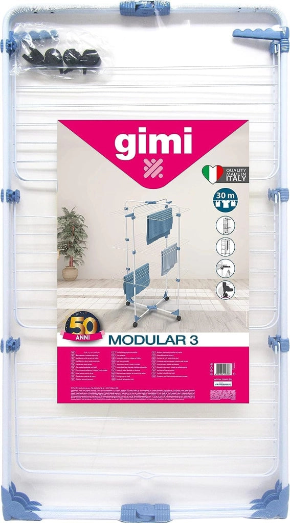 Stendibiancheria Modular 3 Piani in Acciaio Trattato 30 m 71 CMX71X132H