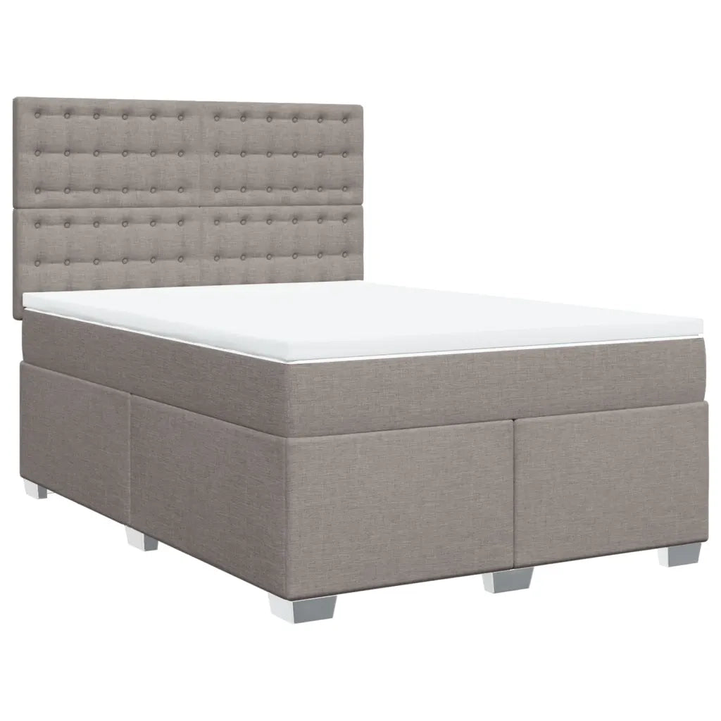 vidaXL Giroletto a Molle con Materasso Tortora 160x200 cm in Tessuto