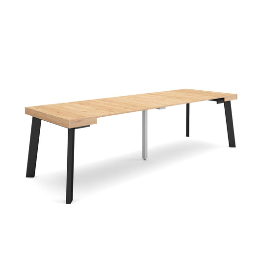 Consolle allungabile, 262x90x73cm, Per 12 persone, Gambe in legno, colore Rovere RF3020