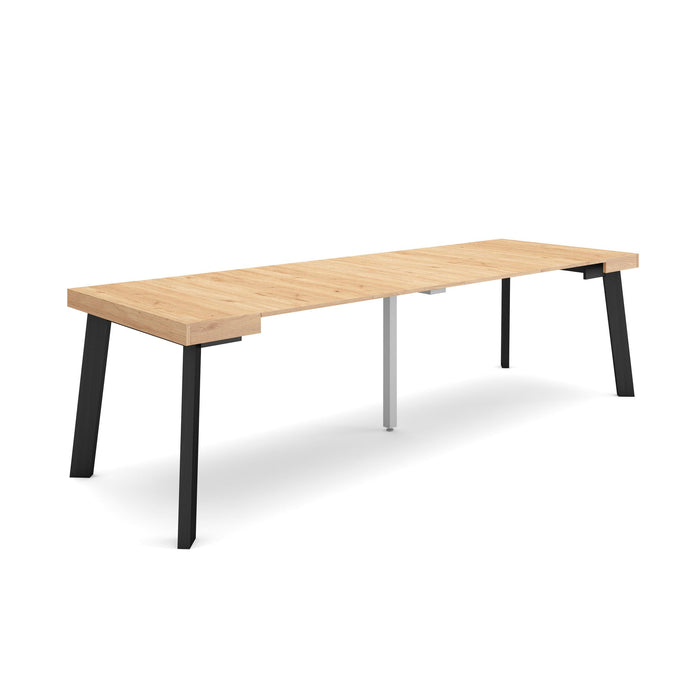 Consolle allungabile, 262x90x73cm, Per 12 persone, Gambe in legno, colore Rovere RF3020