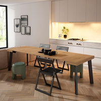 Consolle allungabile, 262x90x73cm, Per 12 persone, Gambe in legno, colore Rovere RF3020