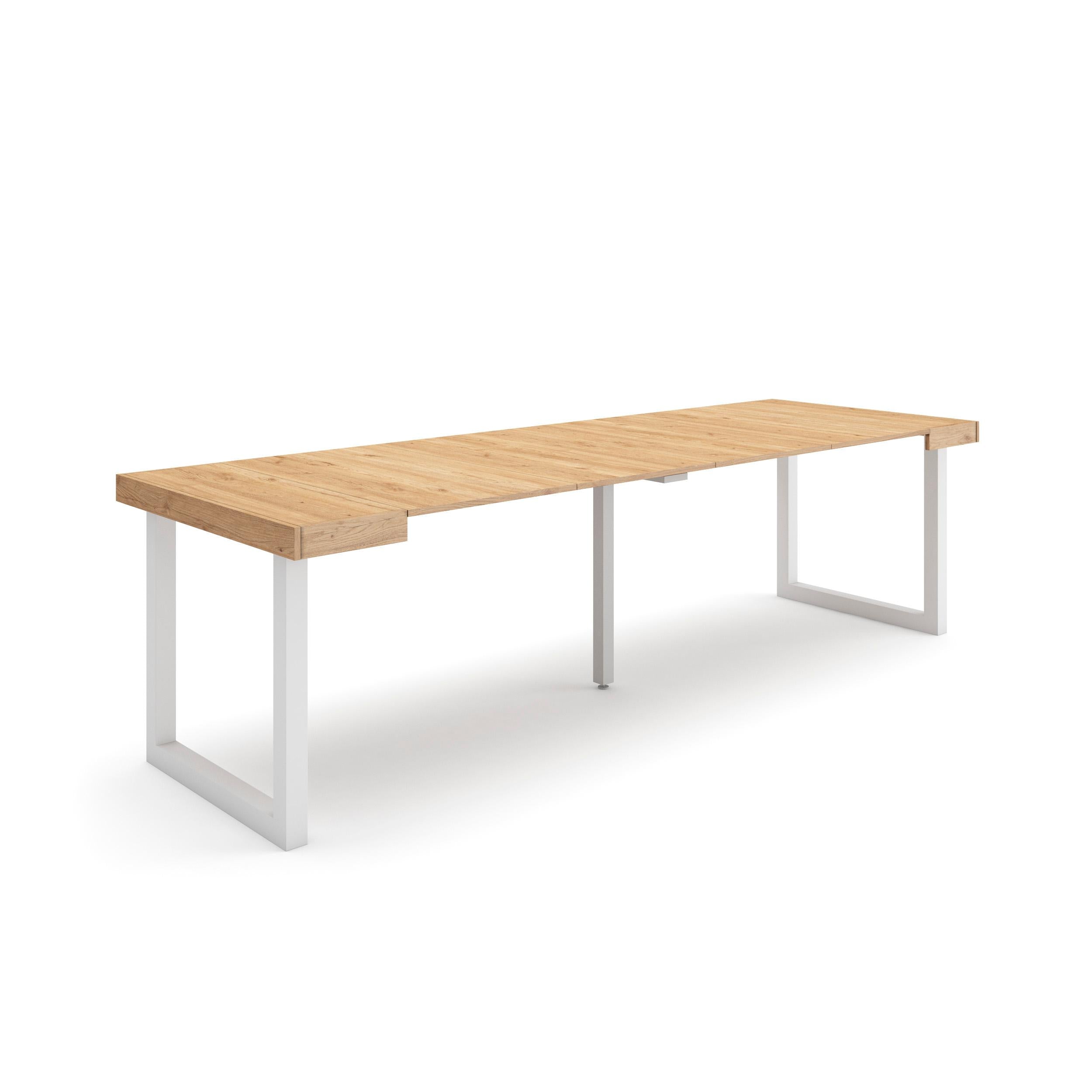 Consolle allungabile, 262x90x73cm, Per 12 persone, Gambe in legno, colore Rovere RF2978