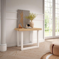 Consolle allungabile, 262x90x73cm, Per 12 persone, Gambe in legno, colore Rovere RF2978