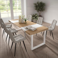 Consolle allungabile, 222x90x73cm, Per 10 persone, Gambe in legno, colore Rovere e bianco RF2973