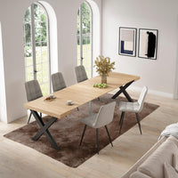 Consolle allungabile, 58 fino 302x90x73cm, Per 14 persone, Gambe in legno, colore Rovere RF2781