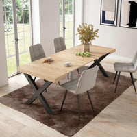 Consolle allungabile, 58 fino 222x90x73cm, Per 10 persone, Gambe in legno, colore Rovere RF2782