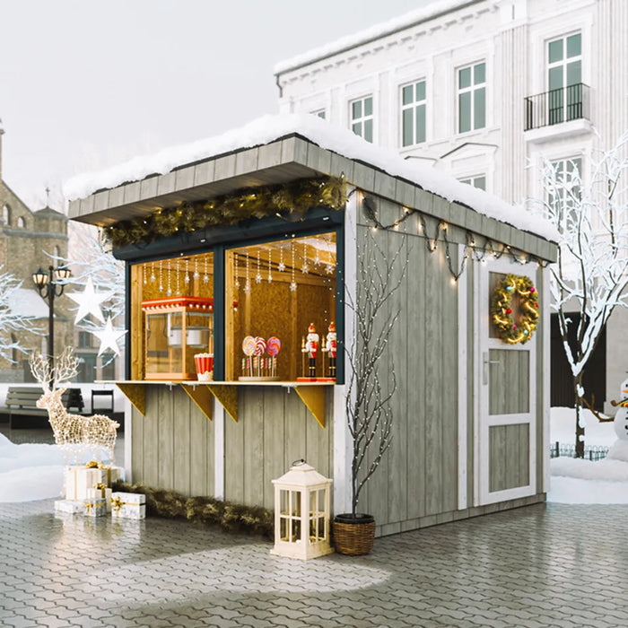 Chiosco esterno PREMIUM - 5,9mq - H240x248x305 cm - Costruzione pannello PREMIUM - Timbela M950-TUNDRA GREY