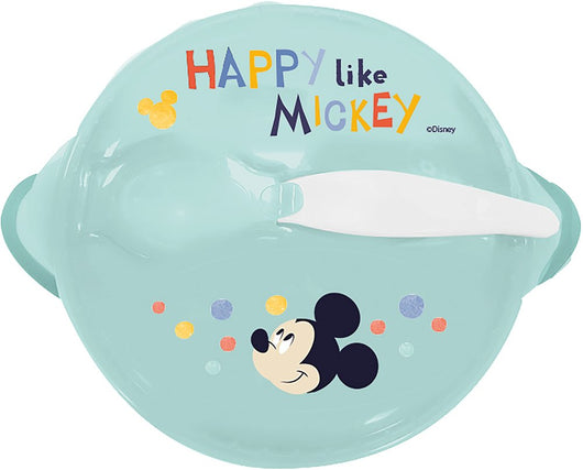 Ciotola Antiscivolo con Coperchio e Cucchiaio Mickey per bambini.