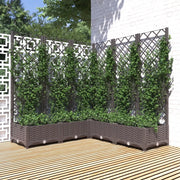 Fioriera da Giardino e Graticcio-Vaso da Esterno-Vaso con Griglia Marrone 120x120x121,5 cm in PP