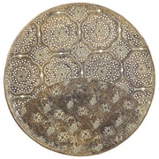 Vassoio decorativo in metallo dorato traforato rotondo 49 cm retrò glamour