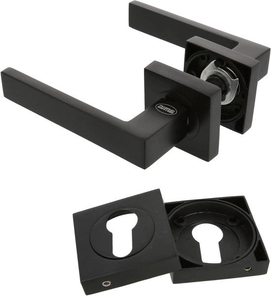 Kit di manovella Mod. CADIZ 52 x 124 mm con maniglia - Design elegante e facile da utilizzare Maniglia ergonomico Nero lucido Zamak