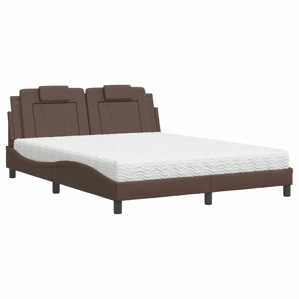 Letto Viana con Materasso Marrone 160x200cm in Similpelle 3208805