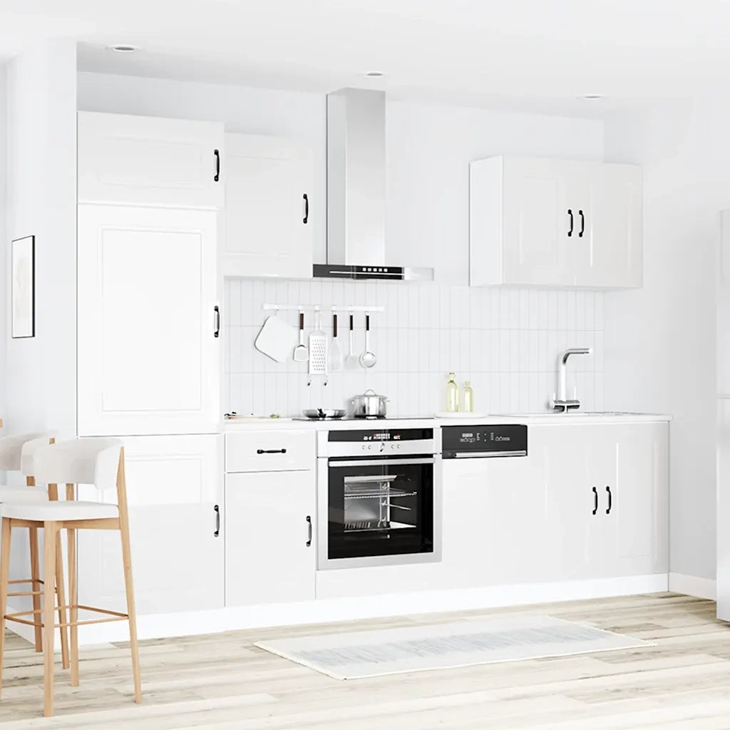 Set Mobili da Cucina 7 pz Kalmar Bianchi Lucido in Truciolato 3314763