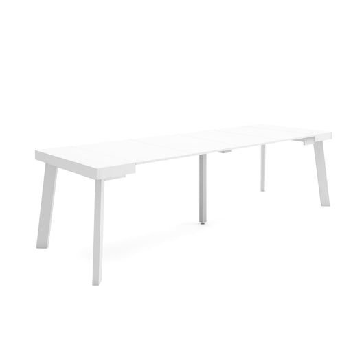 Consolle allungabile, 262x90x73cm, Per 12 persone, Gambe in legno, Bianco RF3118