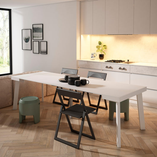 Consolle allungabile, 262x90x73cm, Per 12 persone, Gambe in legno, Bianco RF3118