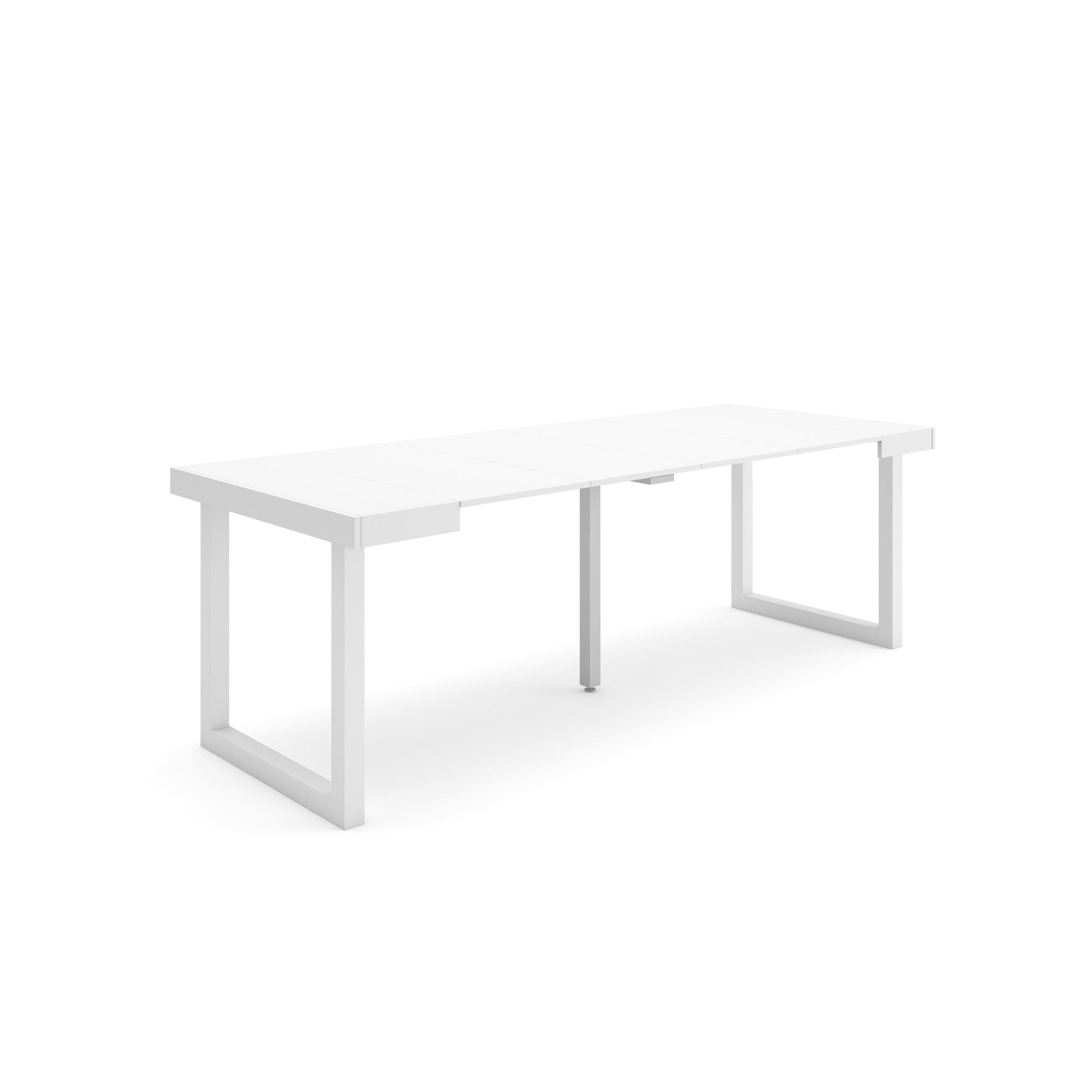 Consolle allungabile, 222x90x73cm, Per 10 persone, Gambe in legno, Bianco RF2977