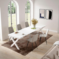 Consolle allungabile, 58 fino 302x90x73cm, Per 14 persone, Gambe in legno, Bianco RF2826