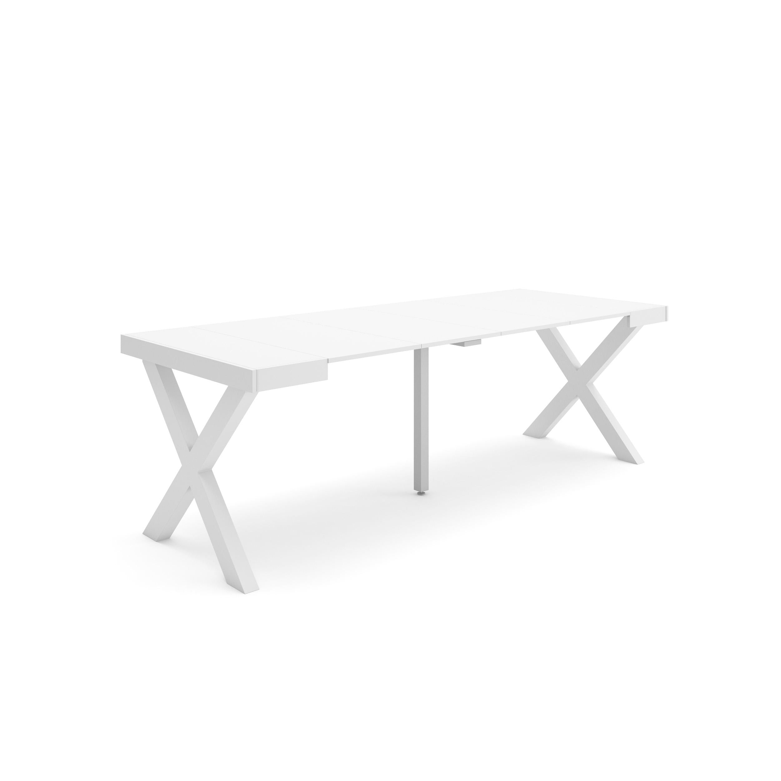 Consolle allungabile, 58 fino 222x90x73cm, Per 10 persone, Gambe in legno, Bianco RF2793