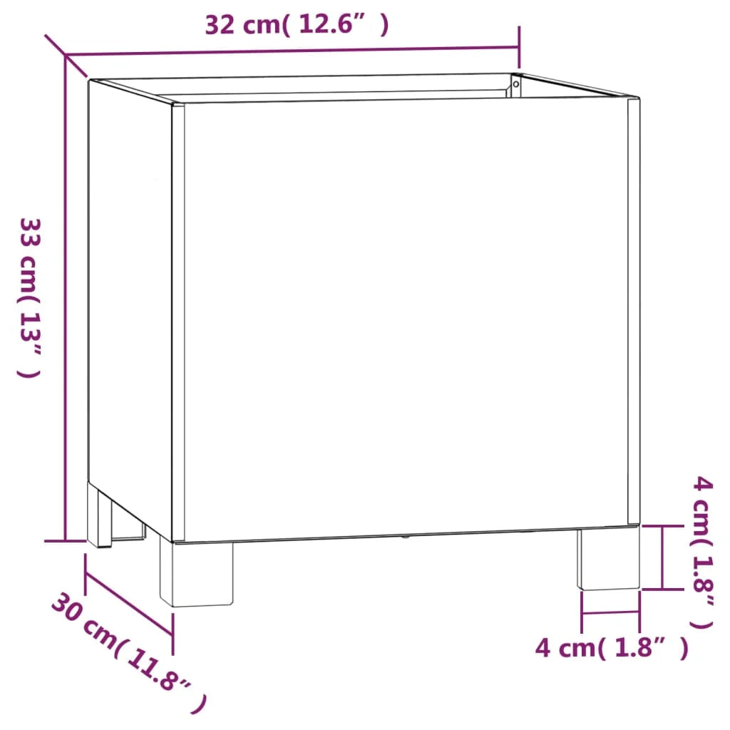 Aiuola rialzata/fioriera con gambe finitura ruggine 32 x 30 x 33 cm acciaio corten marrone 02_0038178