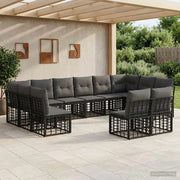 Set di divani da esterno Nero e Grigio scuro Poliestere 3437577