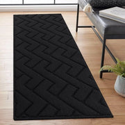 Pieghevole tappeto anti-scivolo, 50x120cm lavabile,  mat matto antiscivolo per ingresso, soggiorno, corridoio, ufficio, camera da letto, cucina - nero