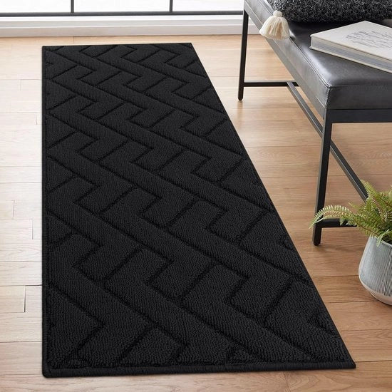 Pieghevole tappeto anti-scivolo, 50x120cm lavabile,  mat matto antiscivolo per ingresso, soggiorno, corridoio, ufficio, camera da letto, cucina - nero