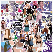 Sticker set 110 pezzi per fan di Olivia - Decalcomanie per musica - Sticker acqua resistente per musica - Sticker per scrapbook per fan di Olivia - Regalo - Sticker vinili per acqua, chitarre, laptop, libri, skateboard