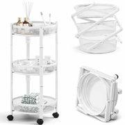 Carrello Pieghevole Salvaspazio Bianco con 3 Ripiani Organizer Versatile 88x35cm