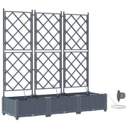 Set di 3 fioriere da giardino moderne 120 x 40 x 126 cm pratiche con sistema di irrigazione acciaio grigio chiaro 02_0058596