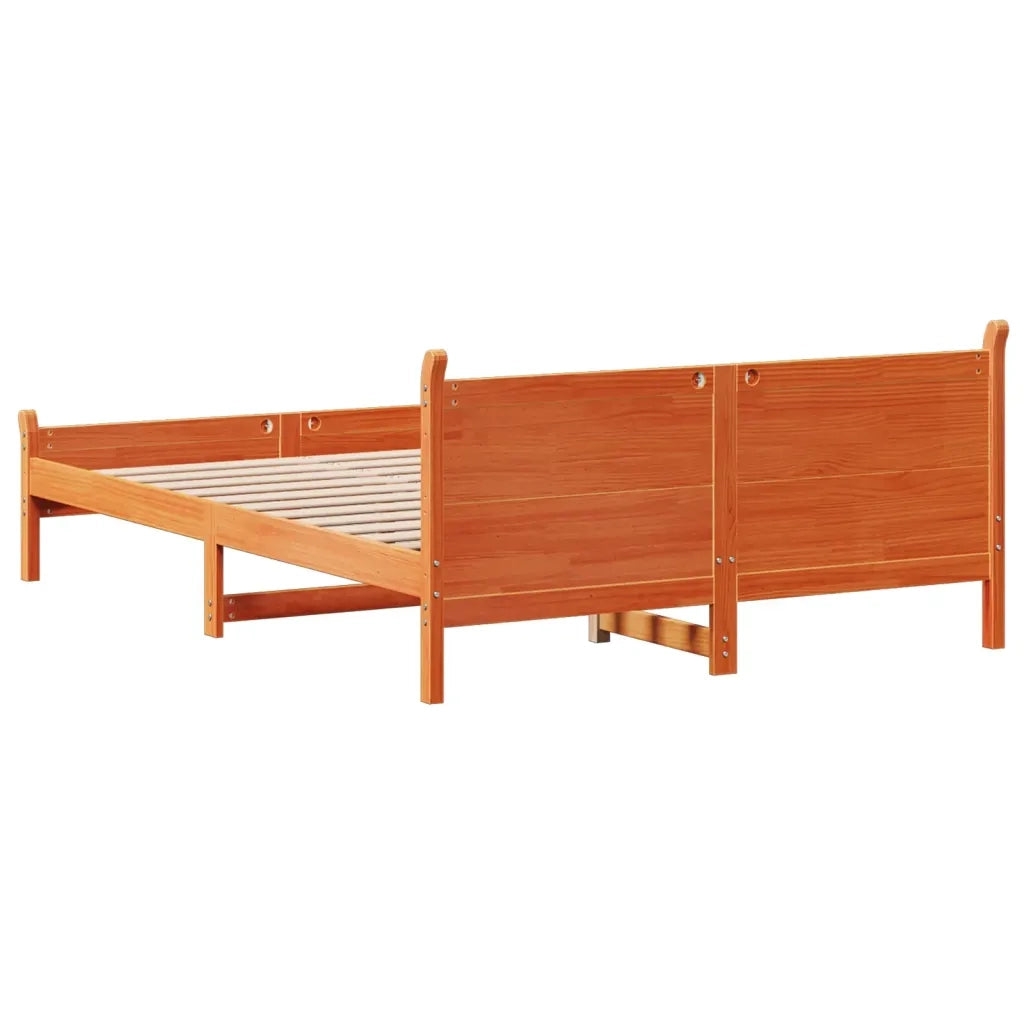 Letto senza Materasso Marrone Cera 150x200 cm in Legno di Pino 855590