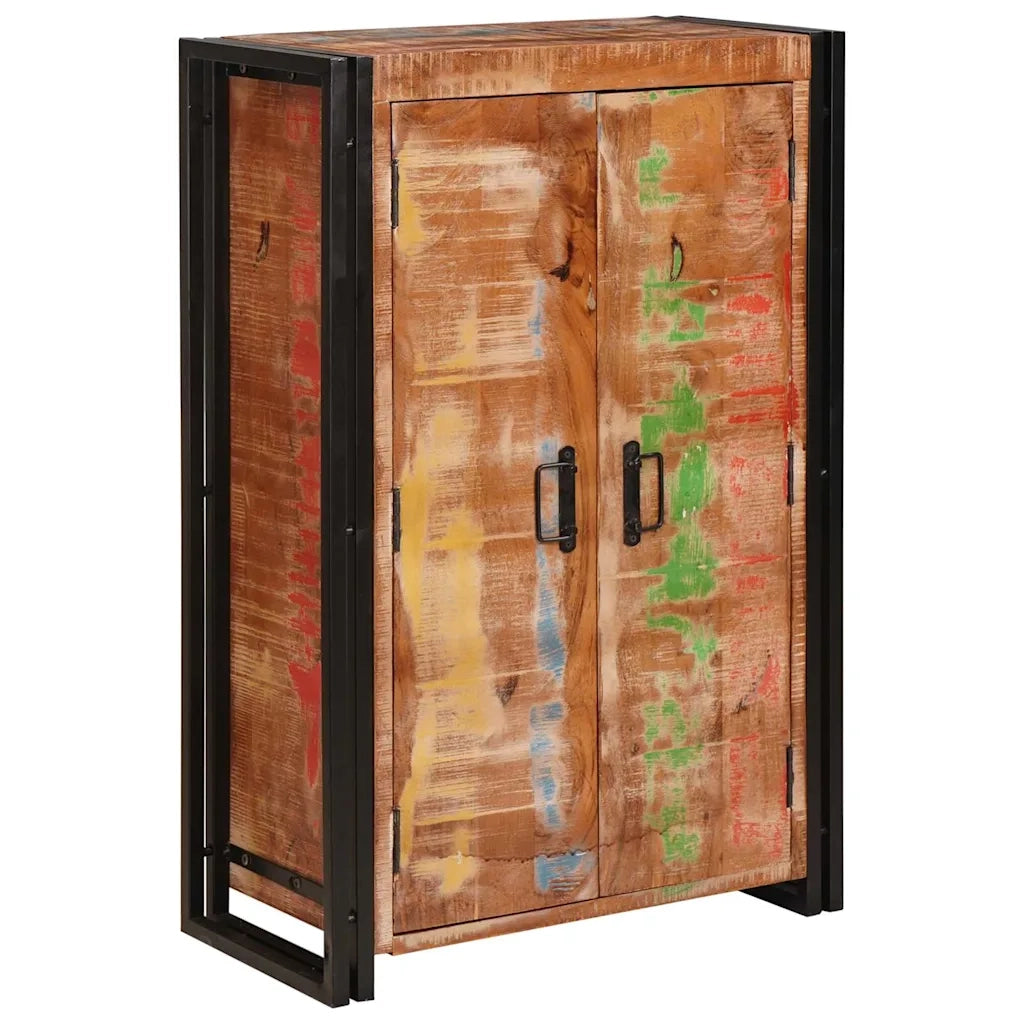 Credenza | Highboard con Ante Marrone Legno Recuperato Massello e Metallo