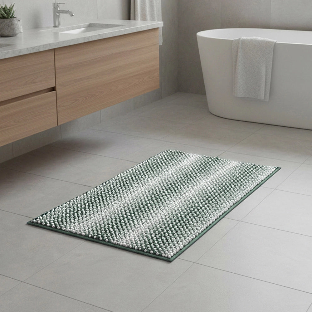 Tappeto bagno in ciniglia verde super soft 50x80 cm con retro antiscivolo Marea