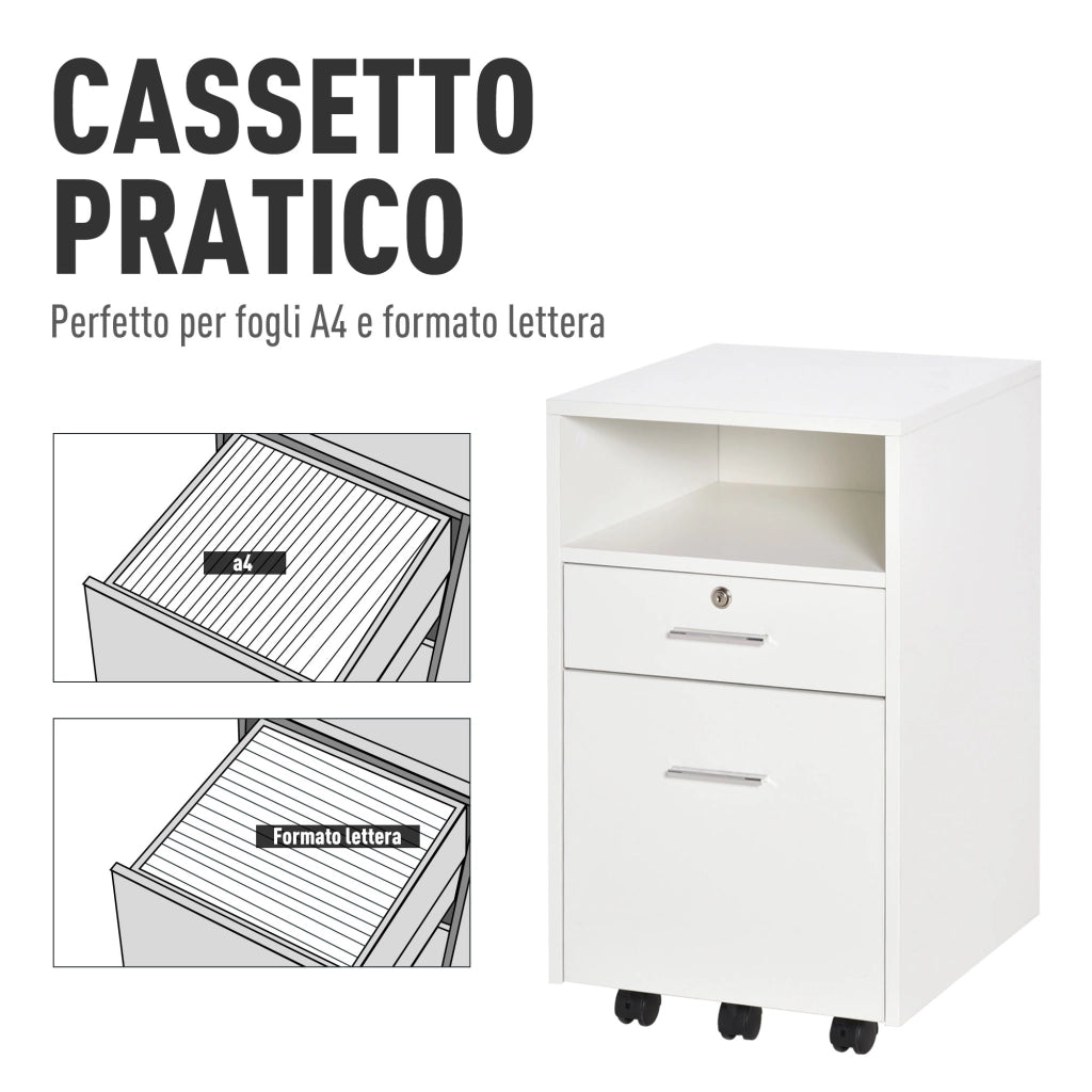 Scrivania con cassettiera ¨C zephmum ¨C 39x40x65 cm, bianco
