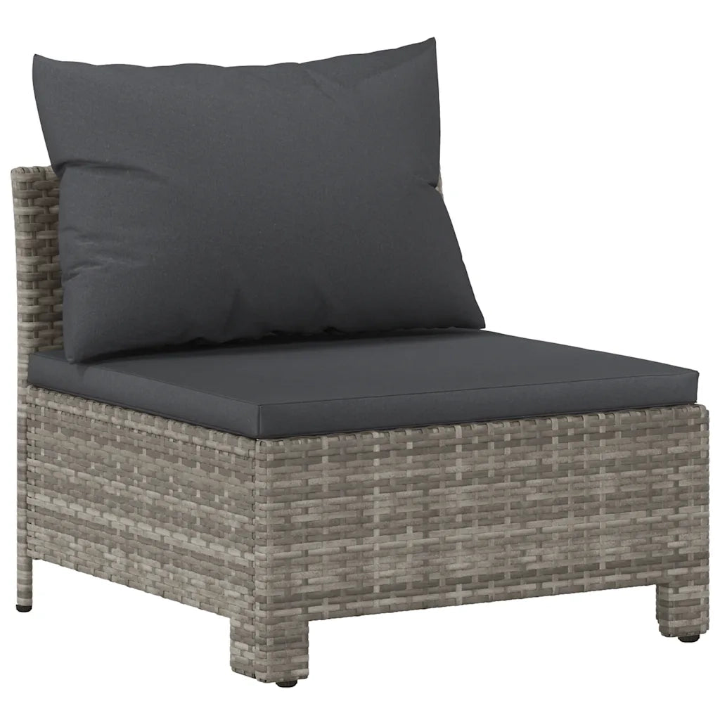 Divano da giardino centrale con cuscino-Sofa da Giardino-Divano da esterno grigio in polyrattan