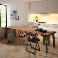 Consolle allungabile, 302x90x73cm, Per 14 persone, Gambe in legno, colore Rovere RF3048