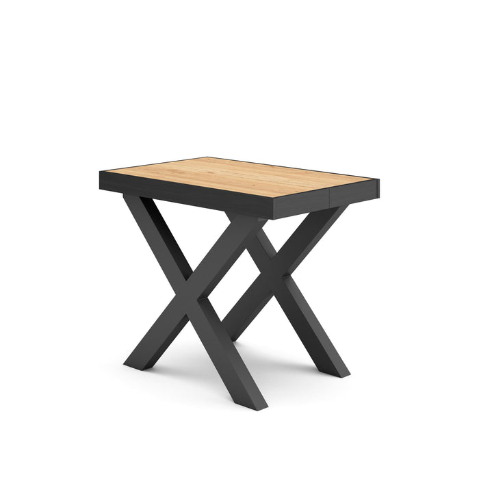 Consolle allungabile, 58 fino 302x90x73cm, Per 14 persone, Gambe in legno, colore Rovere RF2834