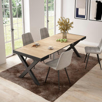 Consolle allungabile, 58 fino 222x90x73cm, Per 10 persone, Gambe in legno, colore Rovere e nero RF2789