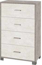 Mobile cassettiera 4 cassetti H110 L71 P41 struttura color Cemento frontalo Bianco Ossido 774k Sarmog
